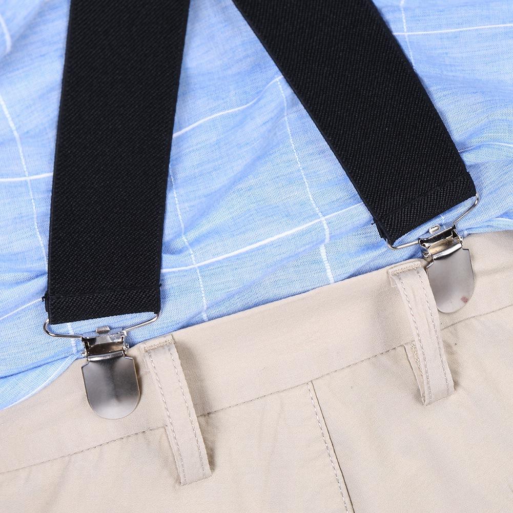 Elastické kšandy 3,5 cm šířka Pánské X tvar Nastavitelné 4 klipy Klipy na kalhoty Černé