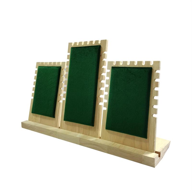

High-quality Solid Wood Display Stand Velvet Or Leather Cover Display Necklace Three Piece Set Can Display Multiple Necklace Set