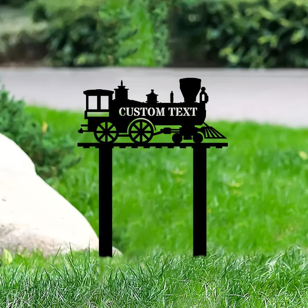 Estacas Personalizadas de Locomotora para Jardín Decoración de Césped de Acero Inoxidable para Festivales Cualquier Ocasión