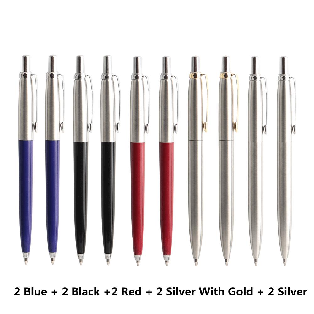 10 Stück/Set Metall-Kugelschreiber Automatischer Kugelschreiber G2 Mine Schwarze Blaue Tinte Für Schule Büro Schreibwaren Schreiben 0,7 mm
