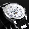 Watch Moon Phase Multi Calendar 5 ATM Water Resistant Business Formal Rubber Belt Limited Model White Silver [Salvatore Mara] Men's SM22105R-SSWH