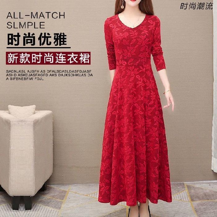 Winter lady dress foreign style new early autumn women s clothing temperament popular mother slim skirt M красный
