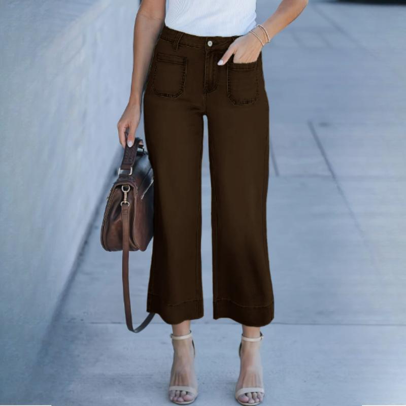 Damskie letnie luźne spodnie proste z szerokimi nogawkami, dżinsy po praniu, spodnie do kostki