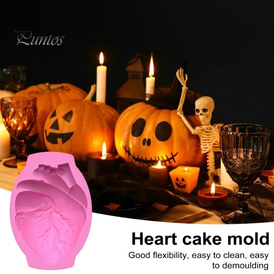 Halloween Silicone Cake Mold Realistic Human Heart Shape Reusable Easy To Clean DIY Baking Tools for Cookies Chocolates