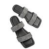 Flat Bottom Large Size Slippers Women's 2025 Summer New One-word Rhinestone Square Head Casual Wear Beach Cool Slippers