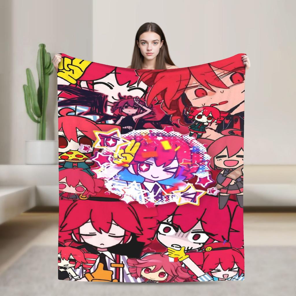 Anime Kasane Teto Flannel Printed Blanket Suitable for All Seasons Suitable for Living Room Office Sofa and Travel 180x250CM