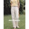 Basic House Women's Summer High-Waist Straight White Jeans
