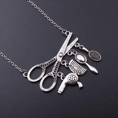 Bronze Antique Silver Color Scissors Necklace Initial Personalized