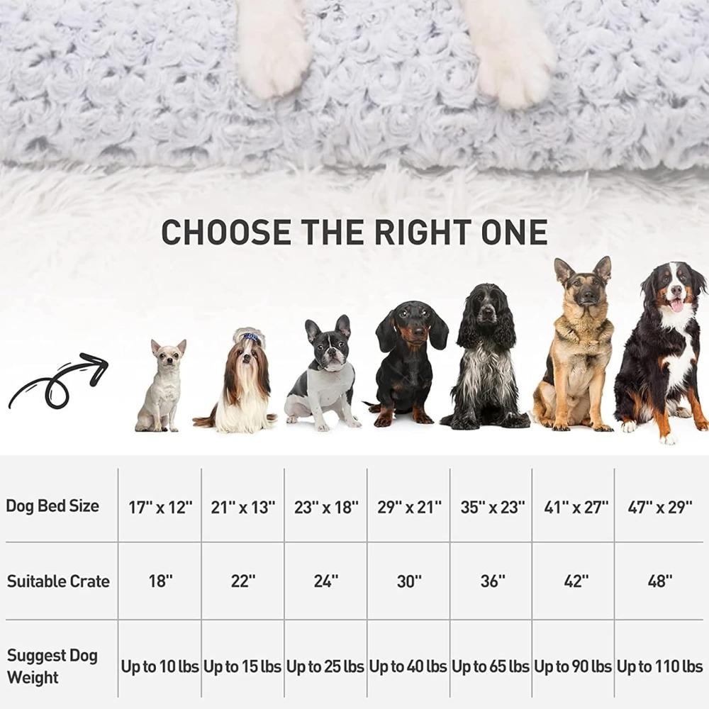 Washable Dog Bed Deluxe Plush Dog Crate Beds Fulffy Comfy Kennel Pad Anti-Slip Pet Sleeping Mat for Large, Jumbo, Medium