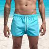 Men Shorts Pure Colors Soft Fabric Drawstring Elastic Waist Loose Type Men Trunks Beachwear