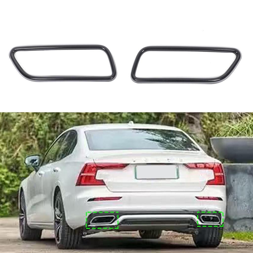 Black Steel Rear Exhaust Muffler Tail Pipe Cover Trim For Volvo S60 2014-19