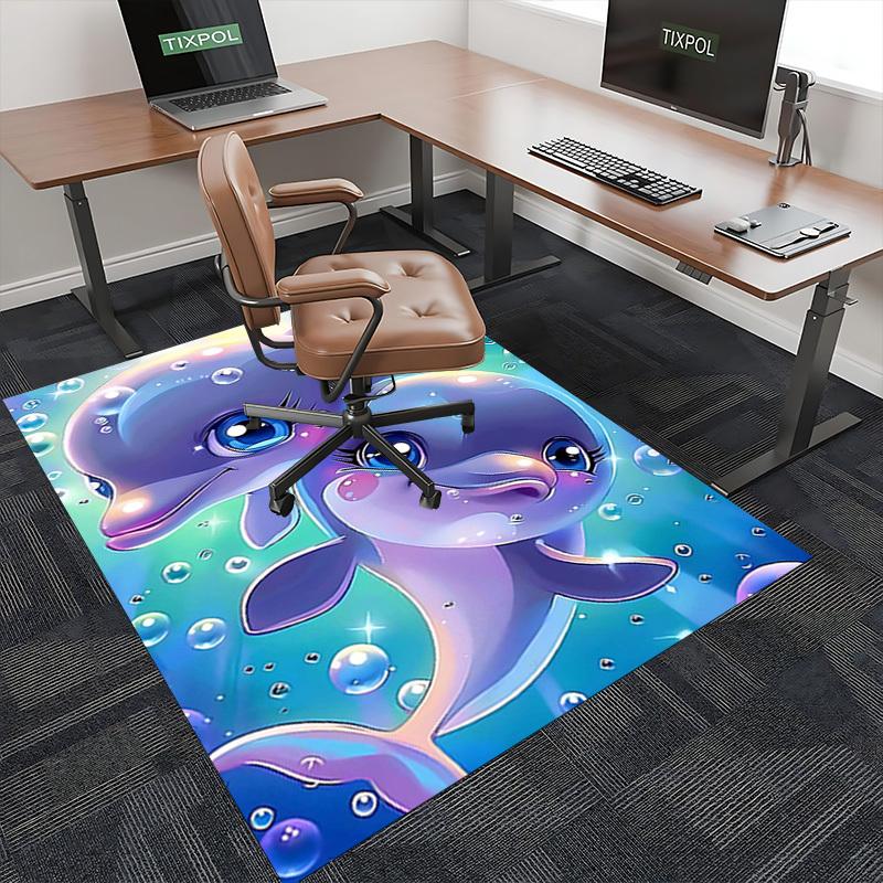 1pc Anime Dolphin Chair Mat - Cute Dolphin Design Office Rug, Non-Slip Carpet for Desk, Festival Gift, Seasonal Decor, Suitable for Home and Office Us