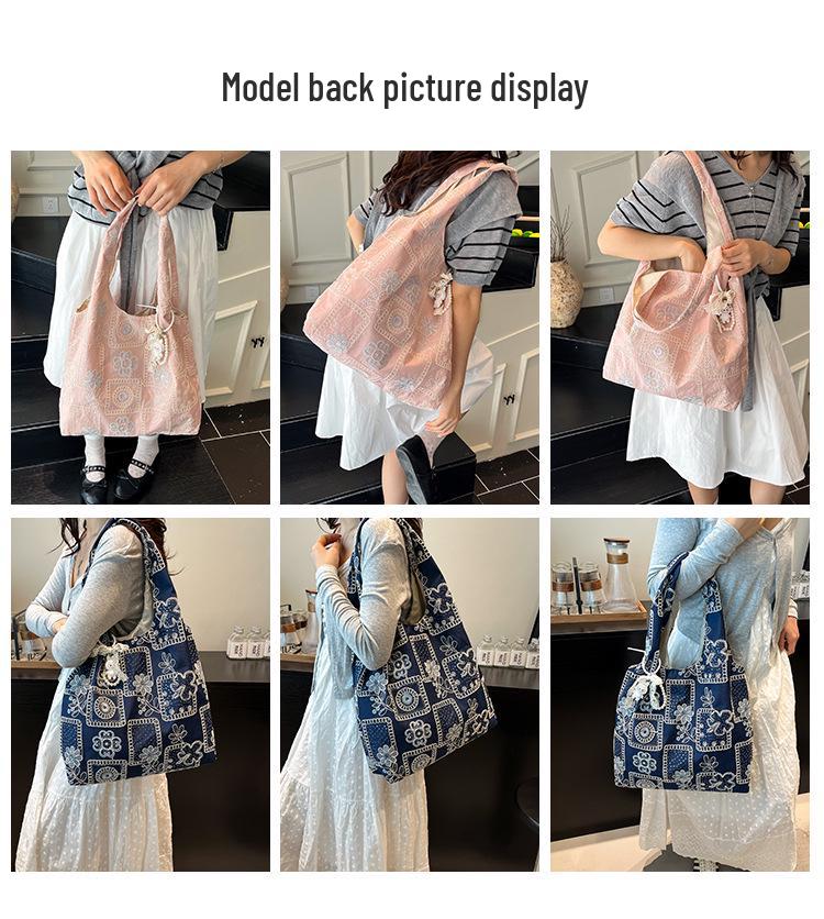 Korean Style Minimalist Large Capacity Printed Shoulder Tote Bag for Women