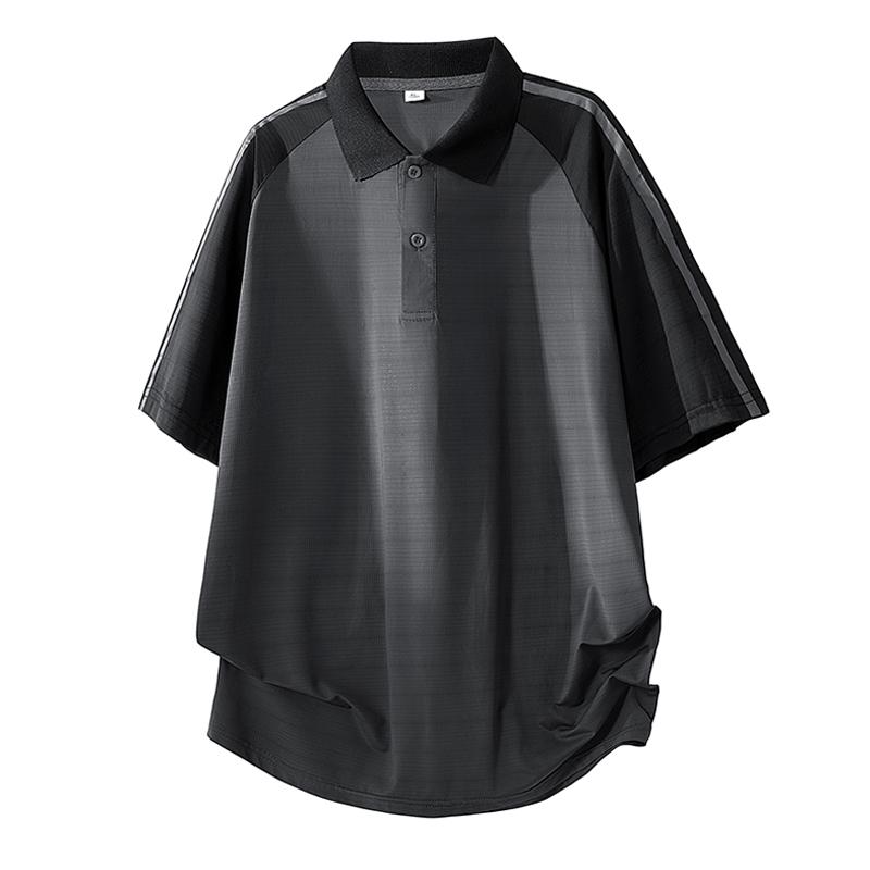 

Summer Ice Silk Short Sleeve T-shirt Men s Loose Half Sleeve T-shirt Ice Silk Thin Collar Polo Shirt 2XL