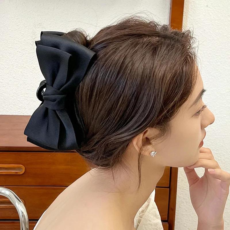 Korea large size bow hair clip elegant temperament simple style exquisite girl  claw clip fashion hair accessories