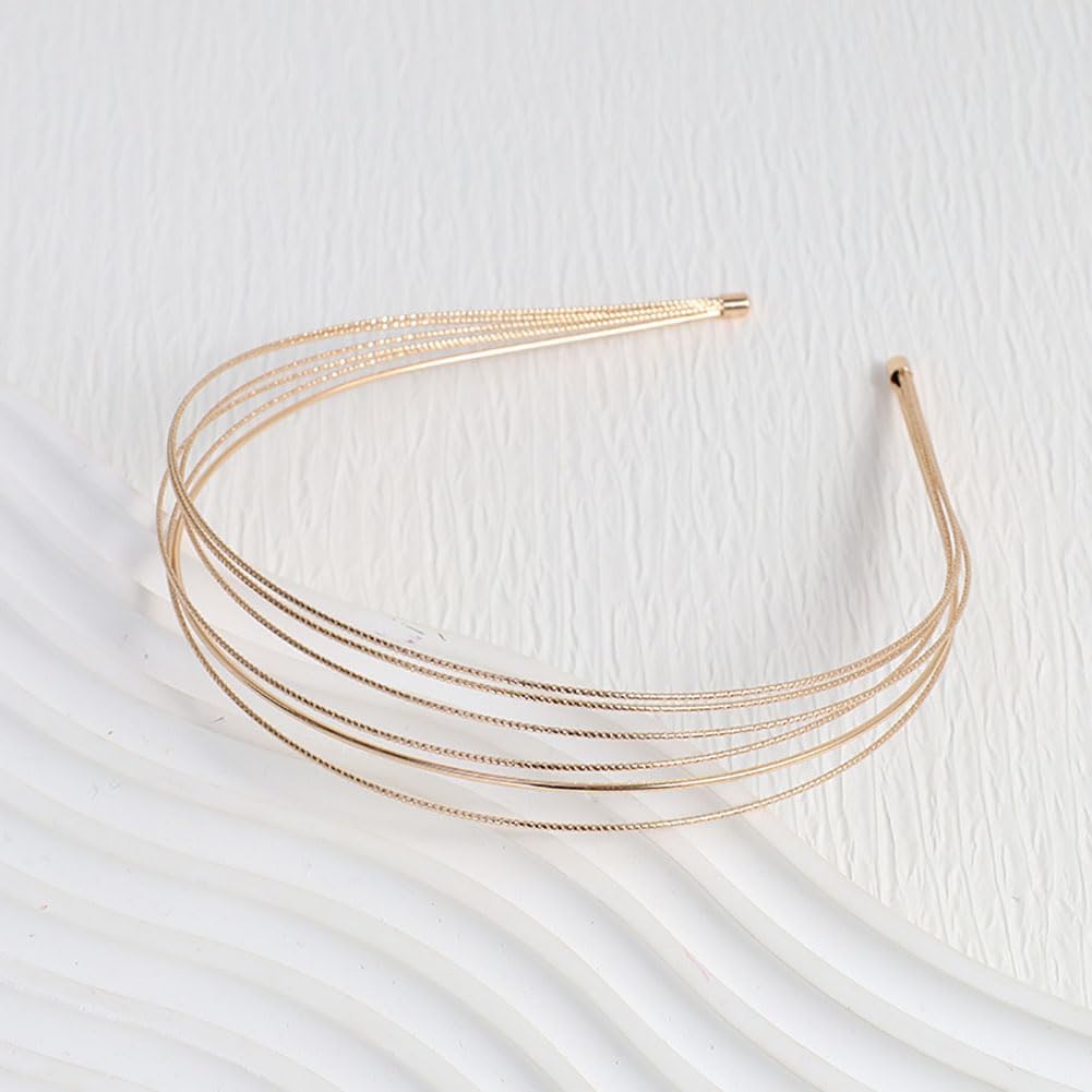 2 Pcs Metal Multi Layer Headband Thin Wire Head Band Simple Party Hair Bands Skinny Elegant Hair Bands Fashion Bridal Hair Hoop for Women