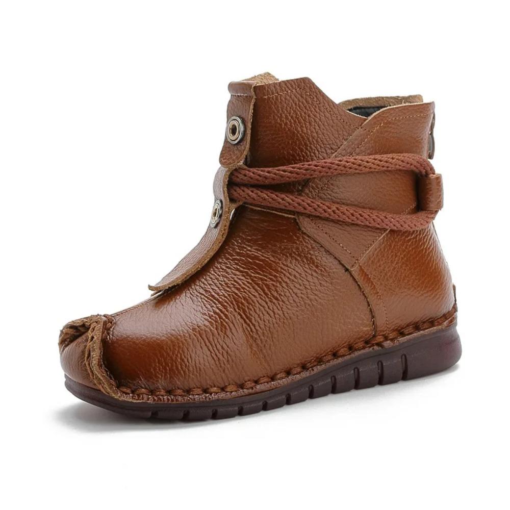 Women's Boots 2025 Autumn and Winter New Flat Soft Soled Short Boots National Style Vintage Womens Shoes Warm and Cotton Shoes