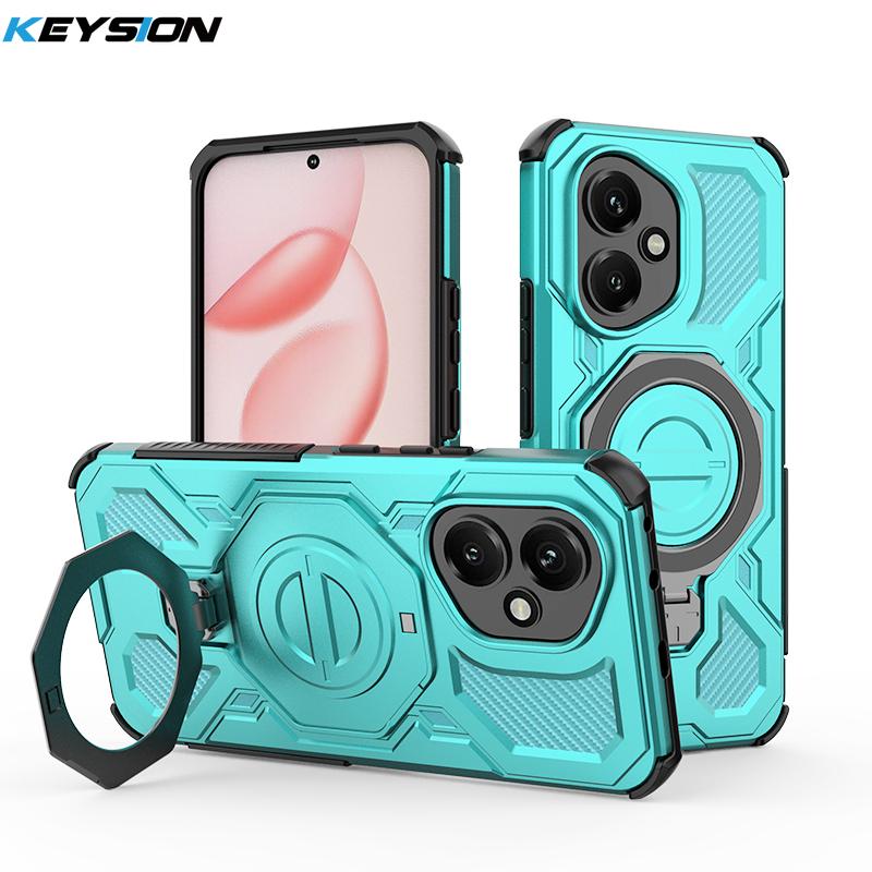 KEYSION Shockproof Magnetic Case for HONOR 400 Pro 5G Upright Live Metal Ring Stand Phone Back Cover for Huawei Honor 400 5G