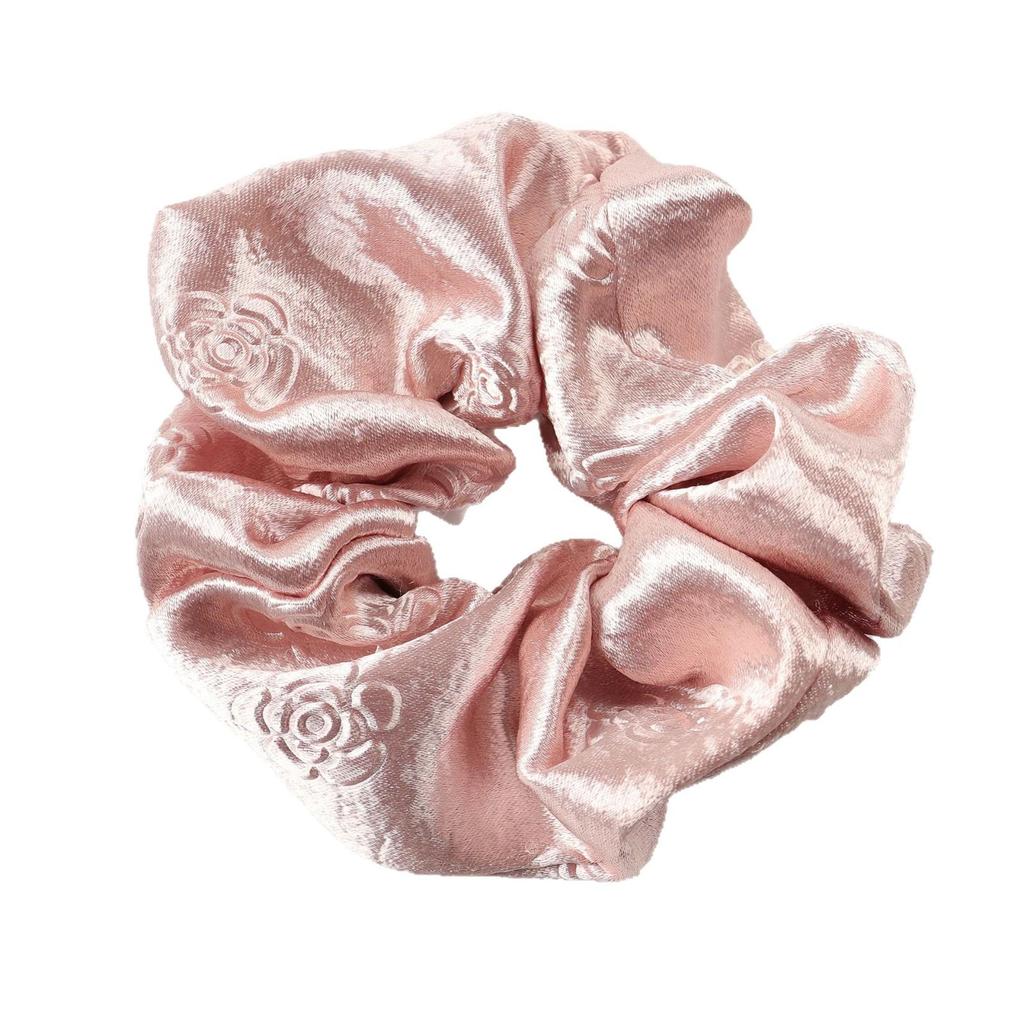 French Retro Satin Camellia Jacquard Hair Tie