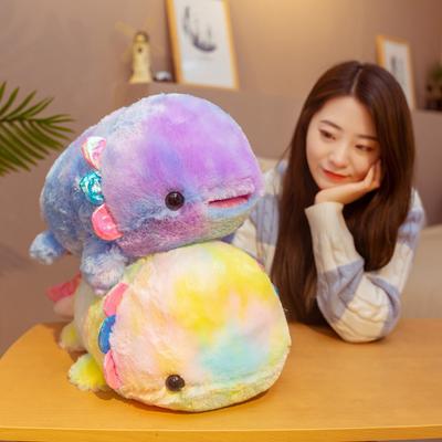 Rainbow Salamander Hexagonal Dinosaur Doll Plush Toy Salamander Doll Throw Pillow Rag Doll Children's Birthday Gift Female
