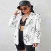 Vintage Letter Nepravidelný potisk Blazer Dámská bunda High Street Fashion Plus Size Elegantní Lady Coat Americký stylový