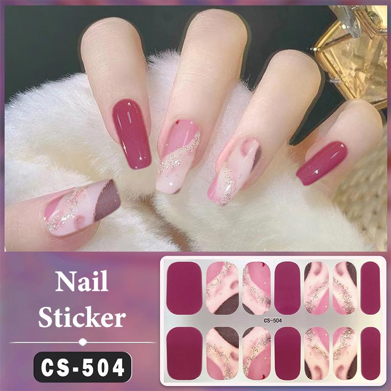 Bez lampy do utwardzania Wodoodporne naklejki na paznokcie Pełne krycie Naklejki na paznokcie Mocne i niełatwe do odpadnięcia 14 paznokci/zestaw Wielokolorowe plastry na paznokcie