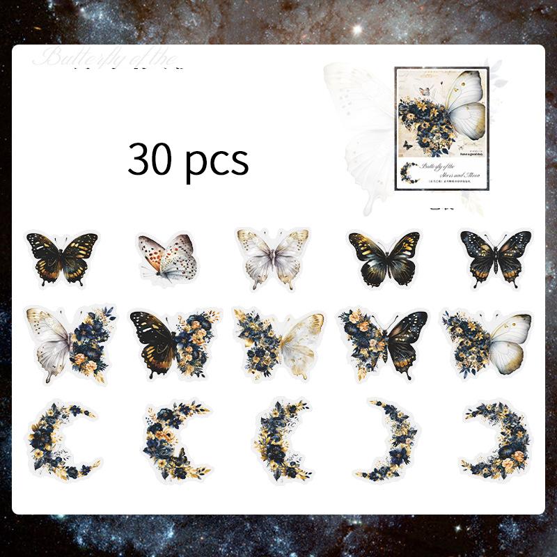 

30 pcs/pack Vintage Butterfly PET Stickers Creativity Decorative Hand Account Scrapbooking Junk Journal Supplies