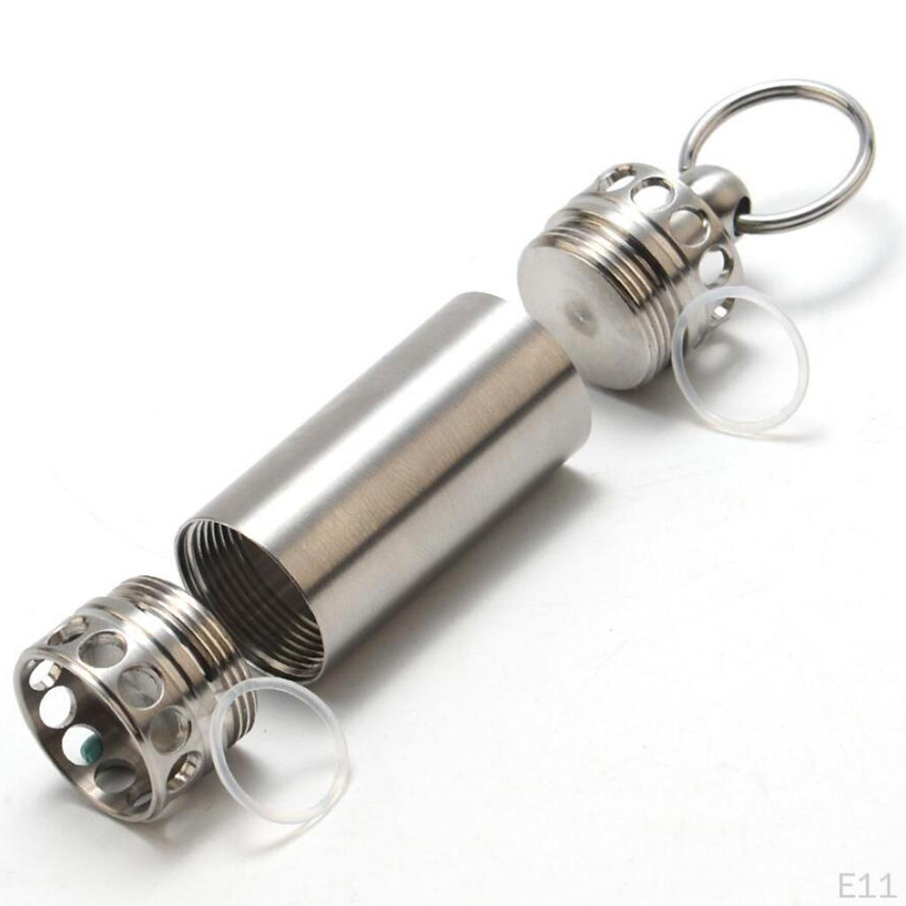 Case, Metal Waterproof Container with Keychain - Compact & Portable Select Sizes