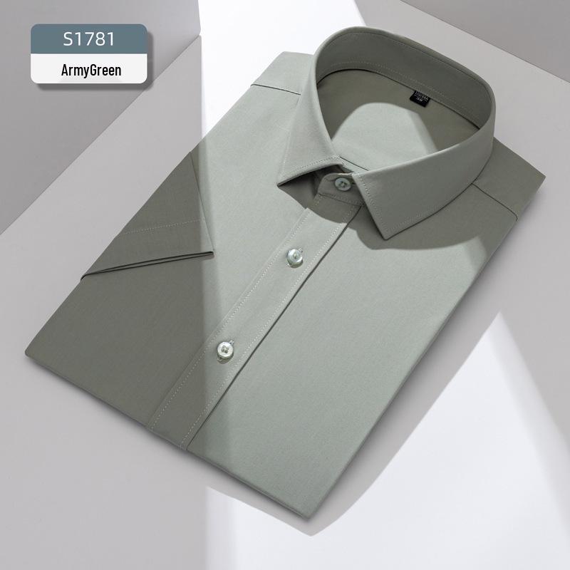

Men s Bamboo Fiber Short Sleeve Iron-Free Wrinkle-Resistant Elastic Business Shirt Size 44