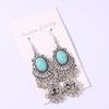 Alloy Style Ethnic Dangle Earrings Featuring Peacock Blue Finish Ladies For