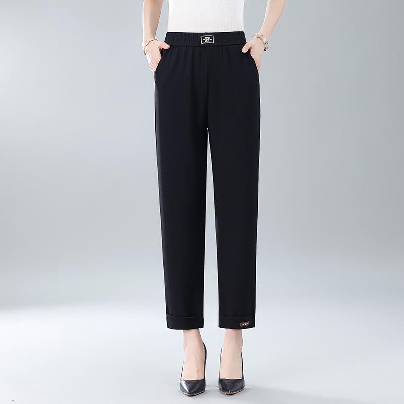 

Middle Aged Mom Pants Summer Cotton and Linen Cropped Pants for Middle-aged and Elderly Women Straight Leg Casual Pants 4XL