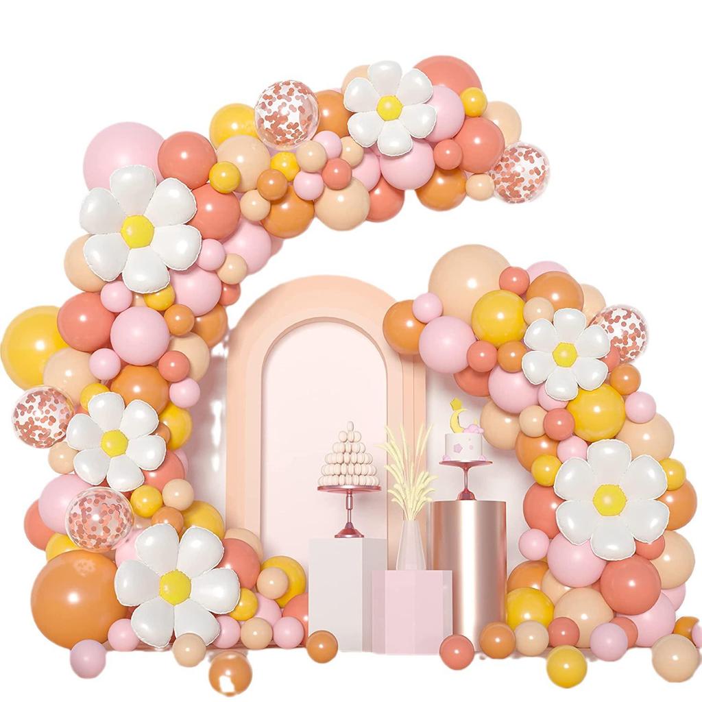 Daisy-Themed Pink & White Balloon Set for Weddings & Birthdays