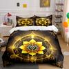 Golden Mandala Meditation Set Decor Bedding Set with 1 Duvet Cover 2 Pillowcases Single Double King Queen, Gift
