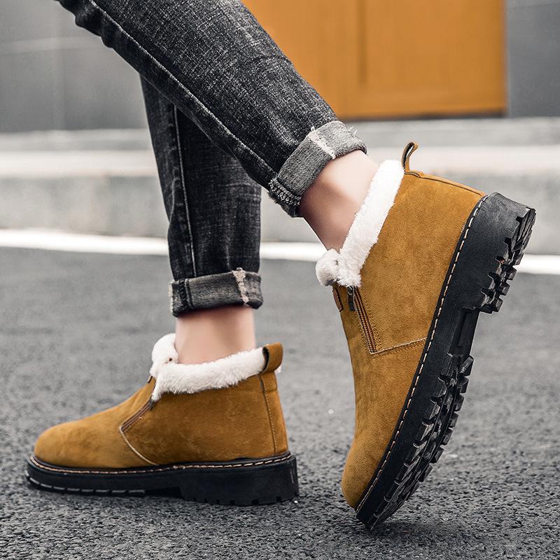 Módní černé pánské boty Designérské zimní boty Pánské teplé krátké plyšové ležérní kozačky s kožešinou Pánské zipové sportovní boty222