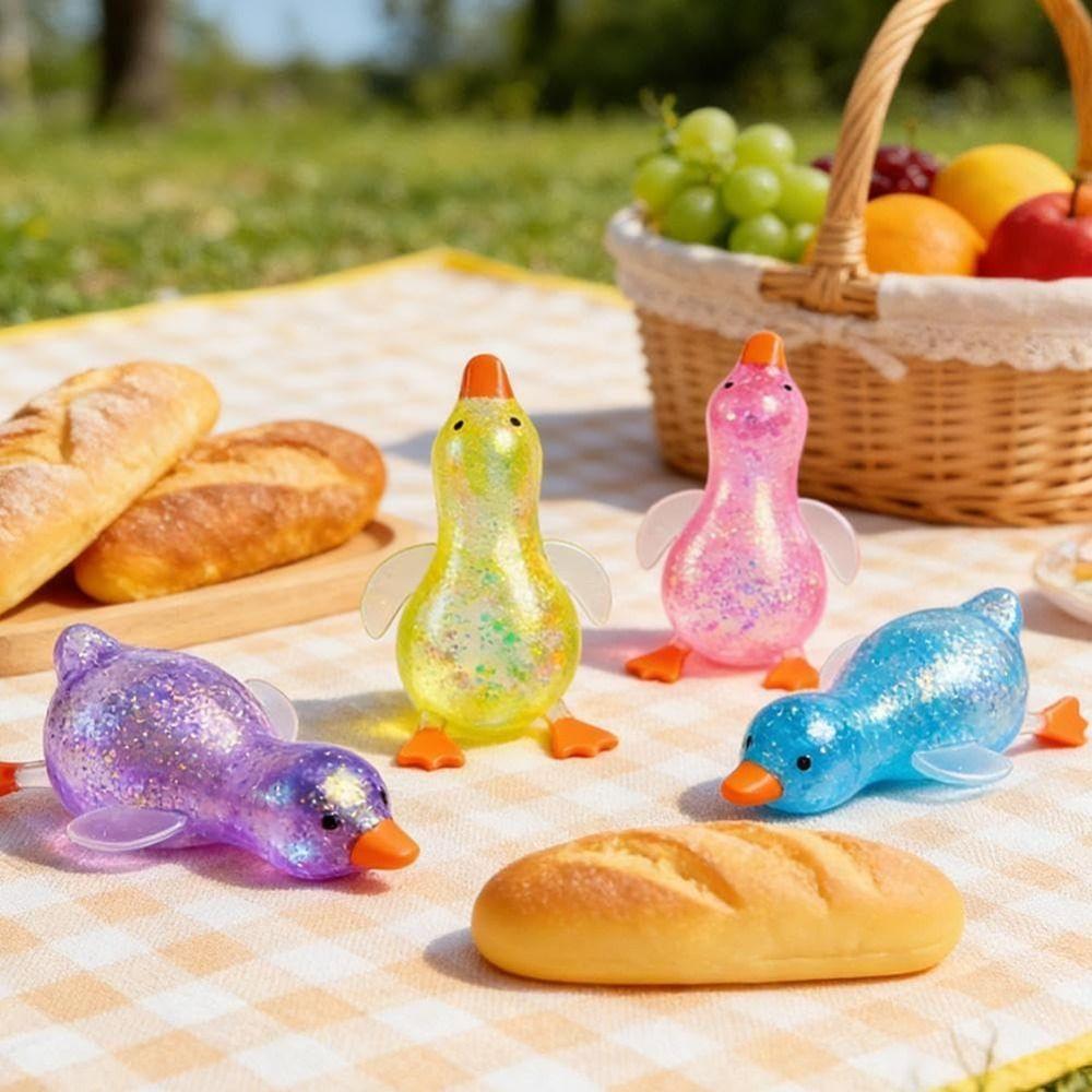 Fun Ultra Soft Duck Pinch And Stress Relief Stress Relief Slow Rebound Glitter Duck Fidget Tpr Pinch Le Relaxing Gift