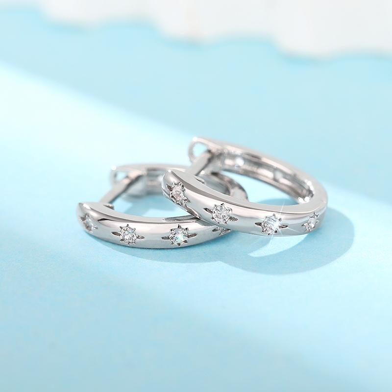 

Huitan Shiny Sun Design Hoop Earrings for Women Simple Stylish Girls Cirlce Earrings Daily Wear Fashion Versatile Female Zircon