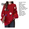 Women Christmas Sweater Santa Claus Xmas Hat Decor Loose Fit Knitting Tops Round Neck Long Sleeve Autumn Winter Sweater