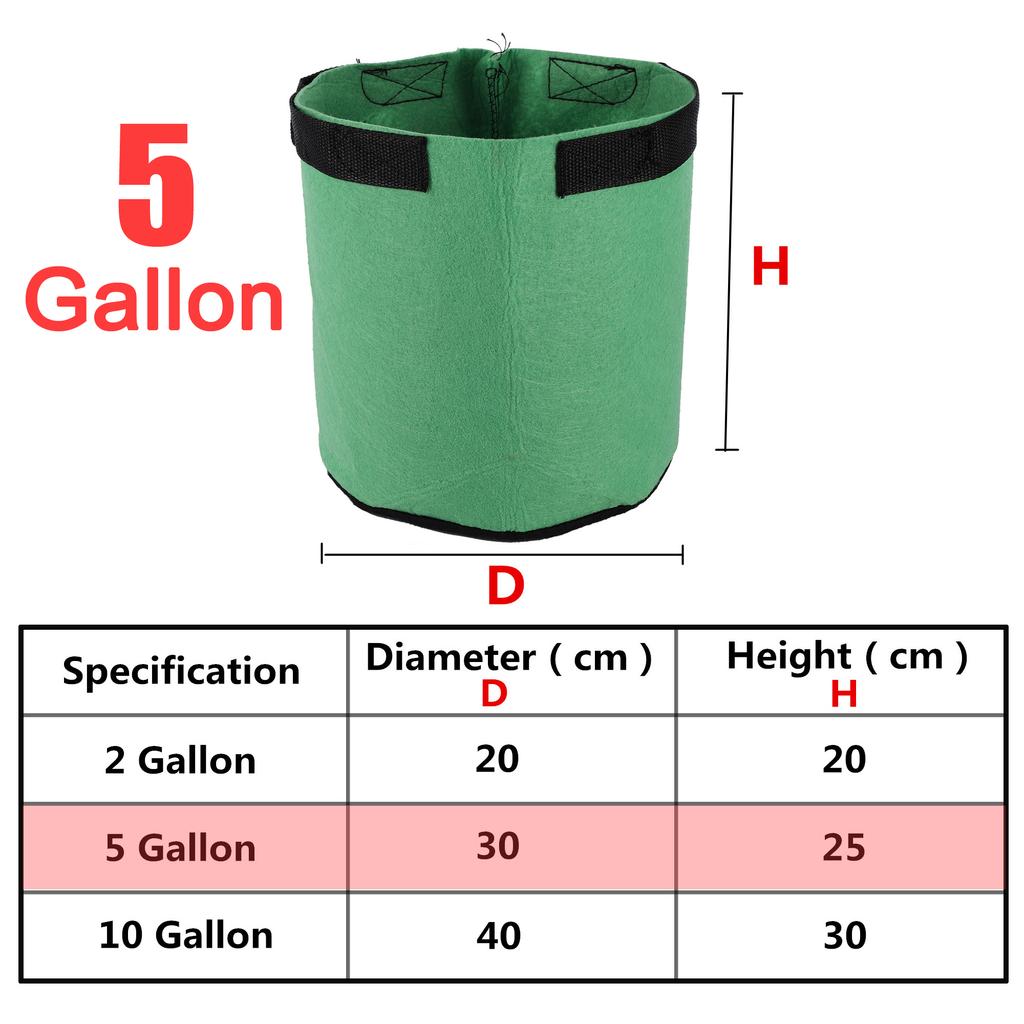 Bolsa de Cultivo de Tela para Plantas 1/2/3/5/7/10/17 Galones Maceta de Guardería Jardín Flor Verdura Tomate Patata Fresa Maceta de Cultivo