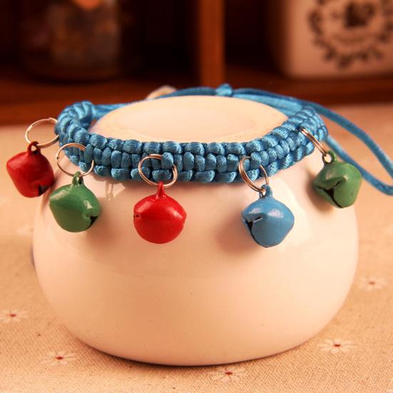 Necklace Adjustable Abrasion Resistance with Bells Woven Rope Pet Collar for Dods