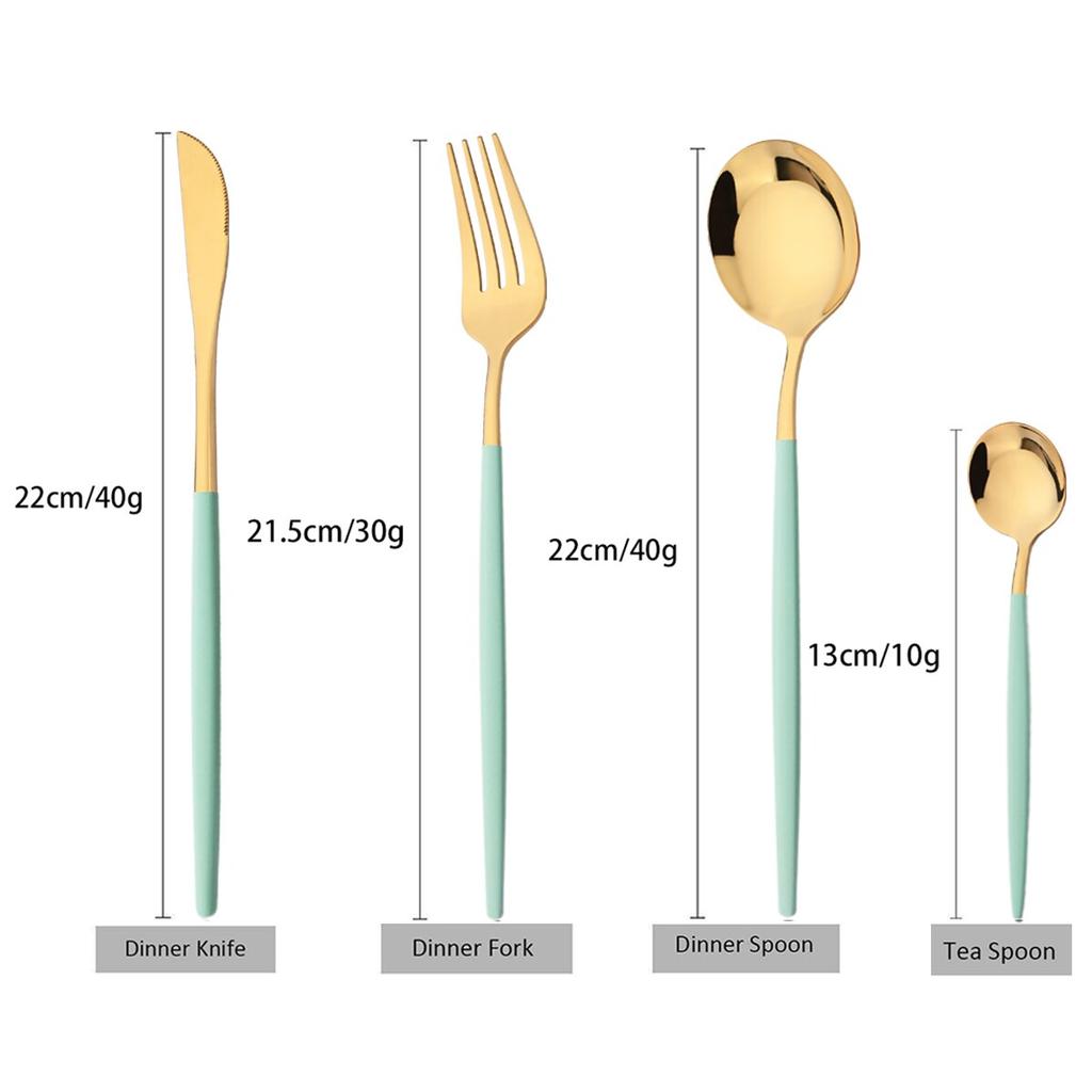 24Pcs Mint Gold Dinnerware Set Knife Fork Coffee Spoon Cutlery Western Stainless Steel Tableware Flatware Kiechen Silverware