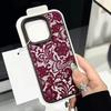Phone Case For iPhone 17 16 15 14 Plus 13 12 11 Pro Max X XR XS 17Air Romantic Red Lace Print Lichee Pattern Tpu Soft Cover