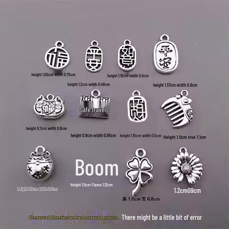 Tibetan Silver Clover & Bell Charm Bracelet with Pendant