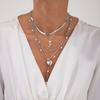 Sweet And Cool Rose Love Collarbone Necklace, Temperament Imitation Pearl Snake Bone Chain Stacked Necklace
