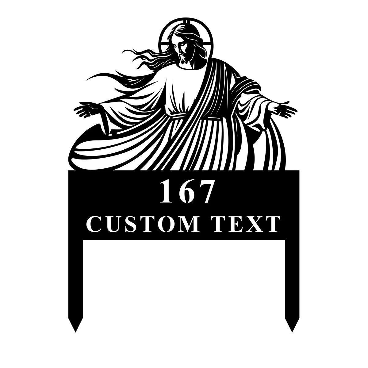

Metal Sign Jesus Religious Wall Art Personalized House Number Yard Decor Outdoor Lawn Gift чёрный