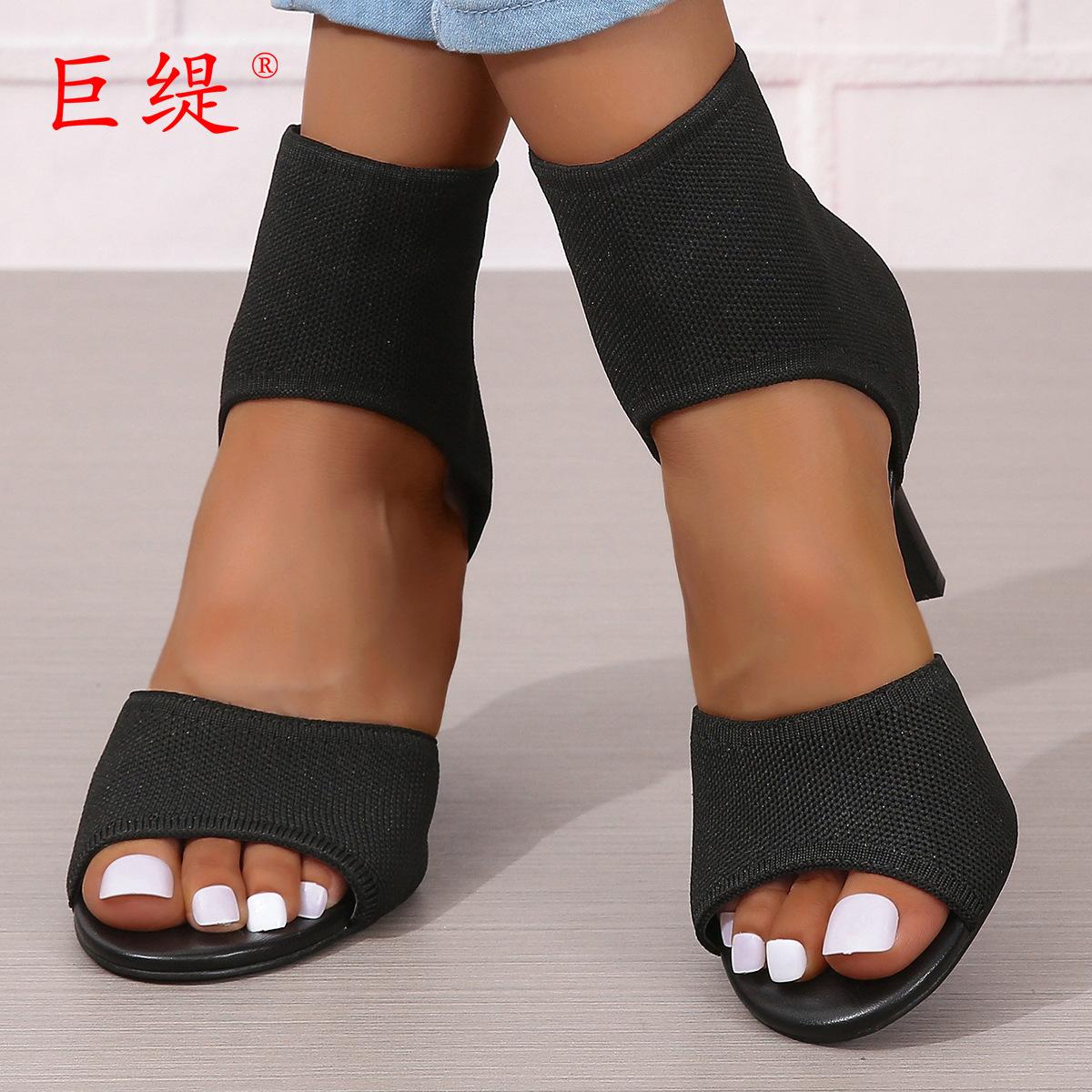 

Новые модные женские босоножки большого размера на шпильке, женские босоножки на высоком каблуке с одной педалью US size 5 чёрный