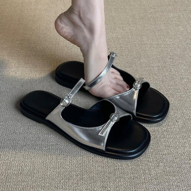 Low Heel Cool Drag Women's Round Head Open Toe Bow Soft Bottom Non-Slip Wear-Resistant Flip Flops