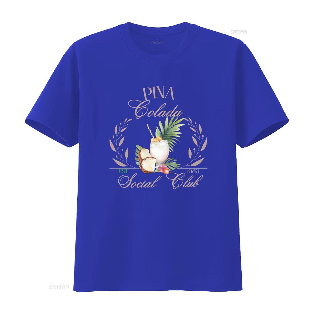 Vintage Retro Pina Colada Social Club Tropical Cocktail Pineapple Print Casual T Shirt vintage Washed Slightly Stylish homme