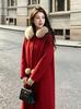 Korean Style Fox Fur Collar Wool Coat - Warm, Versatile, and Stylish.