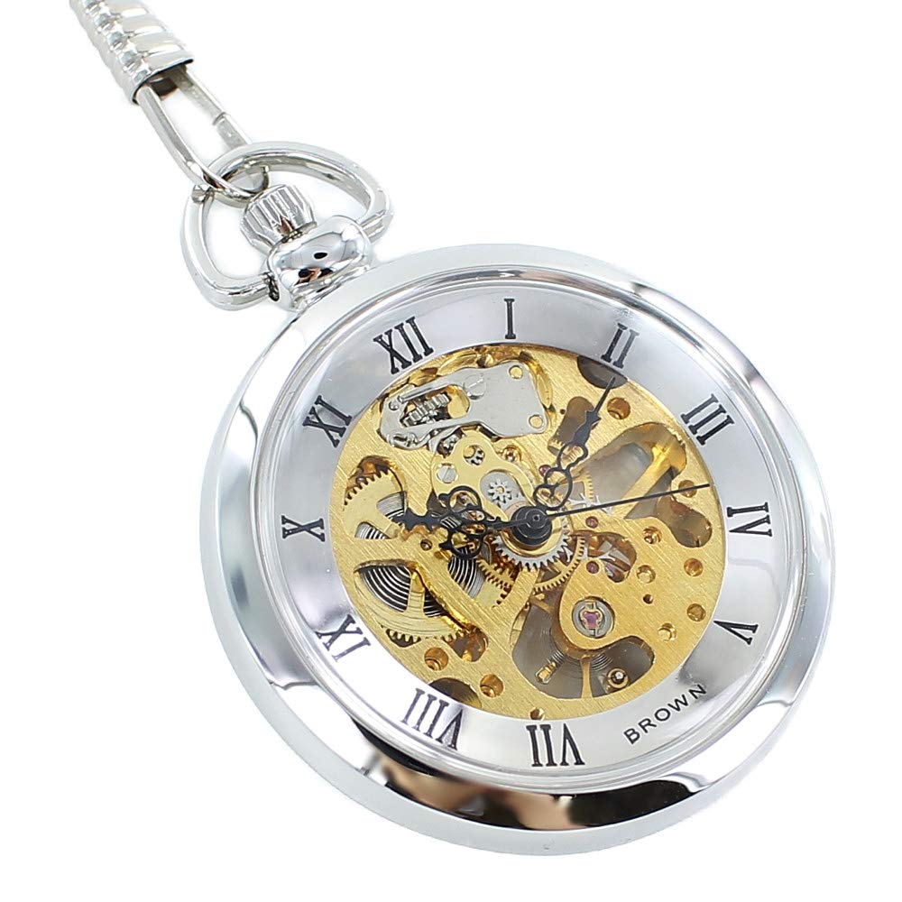 

КОРИЧНЕВЫЕ Карманные 5 Цветов на Выбор Цепочка Карманные Часы Серебристые x [КОРИЧНЕВЫЕ] Часы, От, Ручной Завод, Механические, Скелетон, В комплекте, (BN-925J-WG, Золотой) [Использовал]