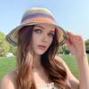 Straw Hat Rainbow Design Foldable Lightweight Breathable Sun Protection Hat Outdoor Activities Beach Travel Casual Wear
